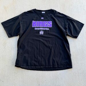 Vintage Sacramento Kings T Shirt Size 2XL Y2K NBA Tag Black Spell Out